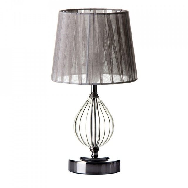 Veioza gri/argintie din matase si metal 32 cm Adelina The Home Collection