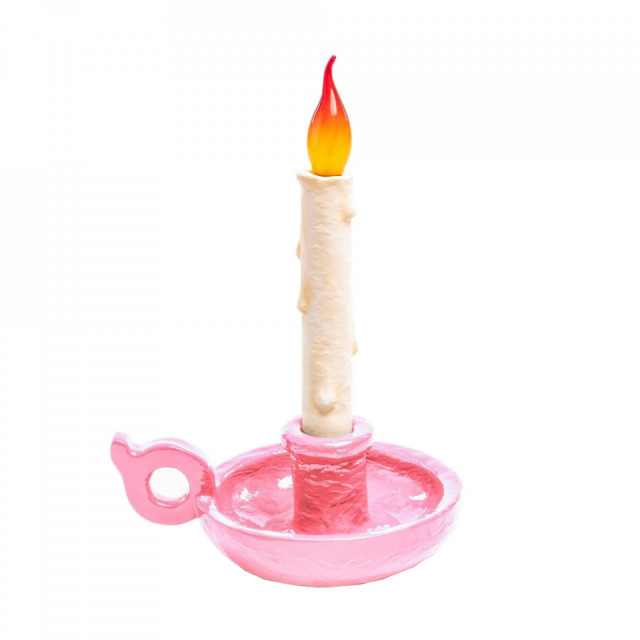 Veioza roz deschis din rasina 31 cm Bugia Lamp Blow Seletti