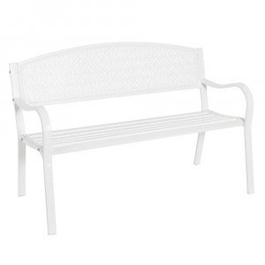 Banca exterior alba din metal 123 cm Lizette Bizzotto