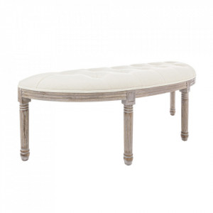 Bancheta alba din textil 125 cm Tilde Bizzotto