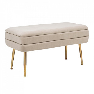 Bancheta bej din catifea 79 cm Pavlina Bizzotto