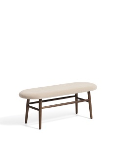 Bancheta maro inchis/bej din textil 122 cm Helda Chenille Kave Home