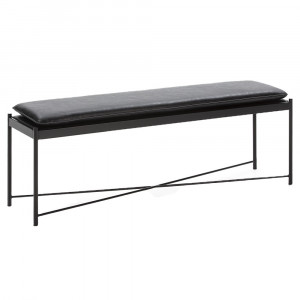 Bancheta neagra din piele ecologica 132 cm Minea Thai Natura