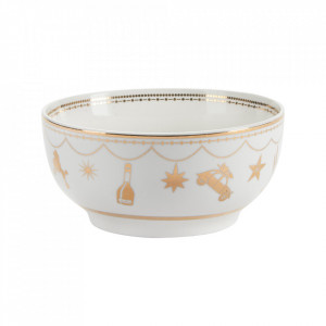 Bol alb/auriu din ceramica 13 cm Stars Miss Etoile