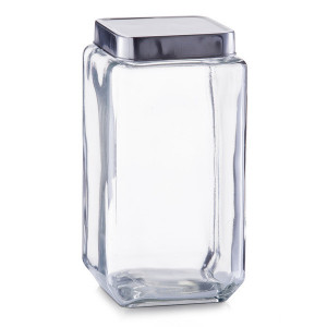 Borcan cu capac transparent/argintiu din sticla 2 L Tove Zeller