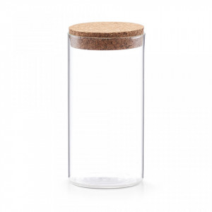 Borcan transparent/maro cu capac din sticla si pluta 550 ml Storage Jar Cork Bigger Zeller