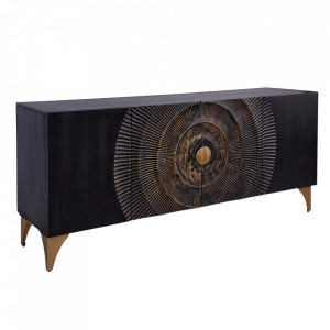 Bufet inferior negru/auriu din lemn 177 cm Sunset The Home Collection