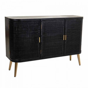 Bufet inferior negru din MDF si bambus 118 cm Raley Moedeko