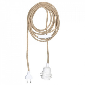Cablu cu fasung maro/alb din textil si plastic Pessac The Home Collection