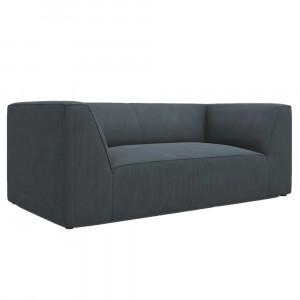 Canapea albastra/neagra din textil pentru 2 persoane Ruby Corduroy Style Micadoni