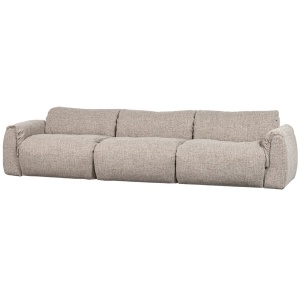 Canapea bej din textil pentru 3 persoane Baggy Melange Woood