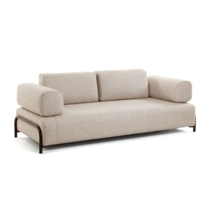 Canapea crem din textil pentru 3 persoane Compo Kave Home
