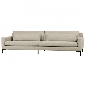 Canapea crem/neagra din textil pentru 4 persoane Hang Boucle Woood
