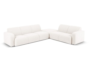 Canapea cu colt alba din textil pentru 6 persoane Molino Boucle Right Micadoni