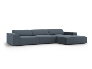 Canapea cu colt albastra din textil pentru 4 persoane Jodie Megan Right Micadoni