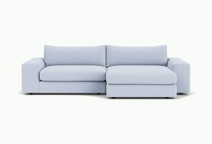 Canapea cu colt albastru gheata din textil 272 cm Lou Right Kvadrat Vidar Ice - 723 FEST