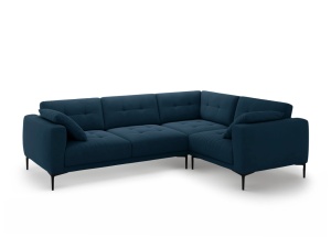 Canapea cu colt albastru royal din catifea pentru 4 persoane Bemy Right Velvet Micadoni