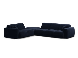 Canapea cu colt albastru royal din catifea pentru 6 persoane Molino Casbla Left Micadoni