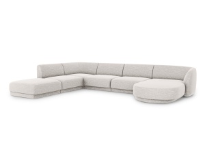 Canapea cu colt argintie din textil pentru 6 persoane Miley Eden Chenille Panoramic Left Micadoni