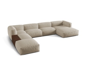 Canapea cu colt bej deschis din textil pentru 5 persoane Martina Left Micadoni