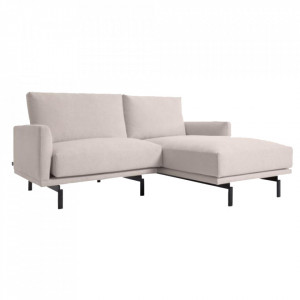 Canapea cu colt bej din poliester si lemn de pin pentru 3 persoane 194 cm Galene Right Kave Home