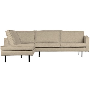 Canapea cu colt bej din textil 300 cm Rodeo Boucle Right Woood