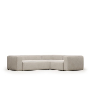 Canapea cu colt bej din textil pentru 3 persoane Blok Kave Home