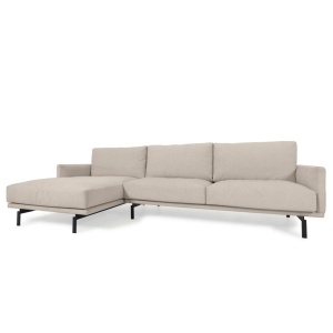 Canapea cu colt bej din textil pentru 3 persoane Galene Left Kave Home
