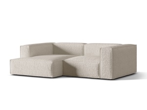 Canapea cu colt bej din textil pentru 3 persoane Nuria Left Boucle Micadoni