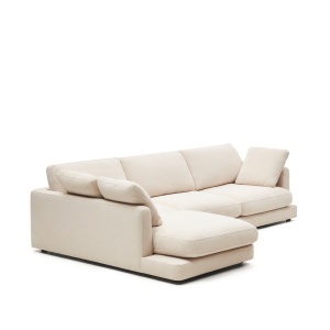 Canapea cu colt bej din textil pentru 4 persoane Gala Left Kave Home
