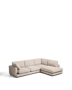 Canapea cu colt bej din textil pentru 5 persoane Gala Microboucle Right Kave Home