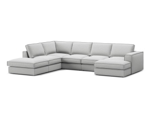 Canapea cu colt bej din textil pentru 5 persoane Pola Left Micadoni