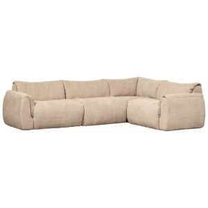 Canapea cu colt bej nisipiu din textil 301 cm Baggy Chenille Right Woood