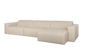 Canapea cu colt bej nisipiu din textil pentru 4.5 persoane Milka Right Zuiver