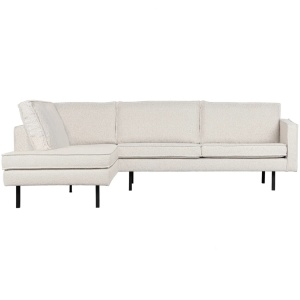 Canapea cu colt crem din catifea 266 cm Rodeo Left Boucle Woood