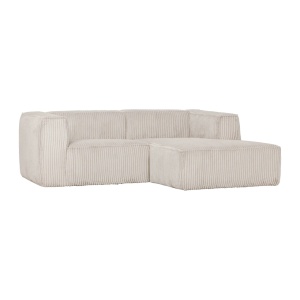 Canapea cu colt crem din textil 254 cm Bean Rib Right Woood