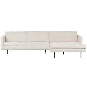 Canapea cu colt crem din textil 300 cm Rodeo Boucle Right Woood