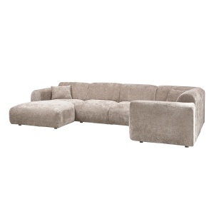 Canapea cu colt crem din textil 345 cm Cloud Right Chenille Woood