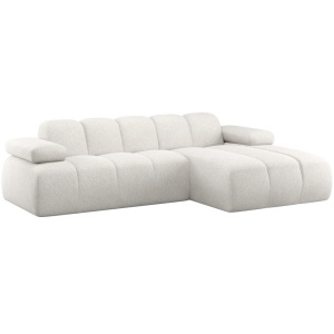 Canapea cu colt ecru din textil 284 cm Mojo Woolly Right Woood
