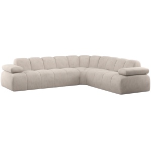 Canapea cu colt ecru din textil 310 cm Mojo Rib Right Woood