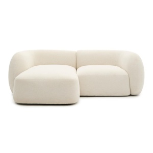 Canapea cu colt ecru din textil pentru 2 persoane Martina Chenille Left Kave Home