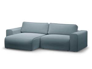 Canapea cu colt extensibila albastru deschis din textil pentru 3 persoane Victor Left Micadoni