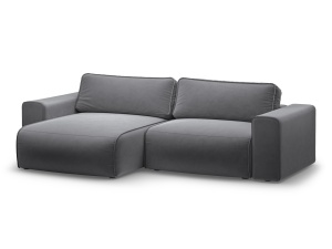 Canapea cu colt extensibila albastru inchis din catifea pentru 3 persoane Victor Left Micadoni