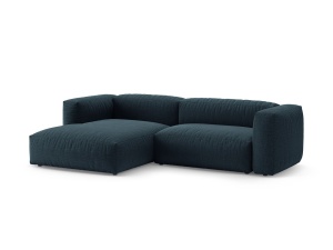 Canapea cu colt extensibila albastru jeans din textil pentru 4 persoane Martina Left Micadoni
