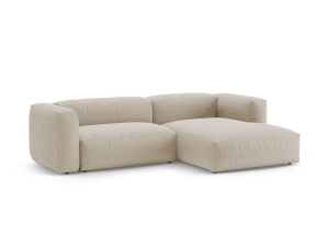 Canapea cu colt extensibila bej deschis din textil pentru 4 persoane Martina Right Micadoni