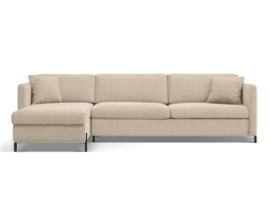 Canapea cu colt extensibila bej din textil pentru 4 persoane Gloria Left Micadoni