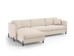 Canapea cu colt extensibila bej din textil pentru 5 persoane Gloria Left Micadoni