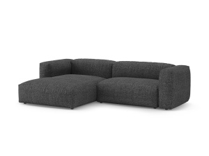Canapea cu colt extensibila gri antracit din textil pentru 4 persoane Martina Boucle Left Micadoni