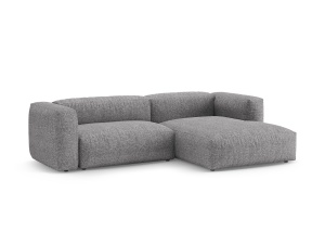 Canapea cu colt extensibila gri grafit din textil pentru 4 persoane Martina Boucle Right Micadoni