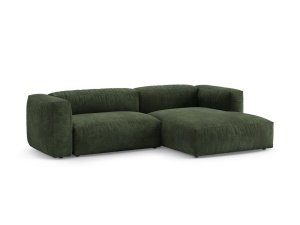 Canapea cu colt extensibila verde din catifea pentru 4 persoane Martina Right Micadoni